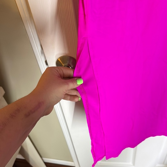 SHEIN Pink V-Neck Short Sleeve Sheath Midi Dress - Picture 3 of 7